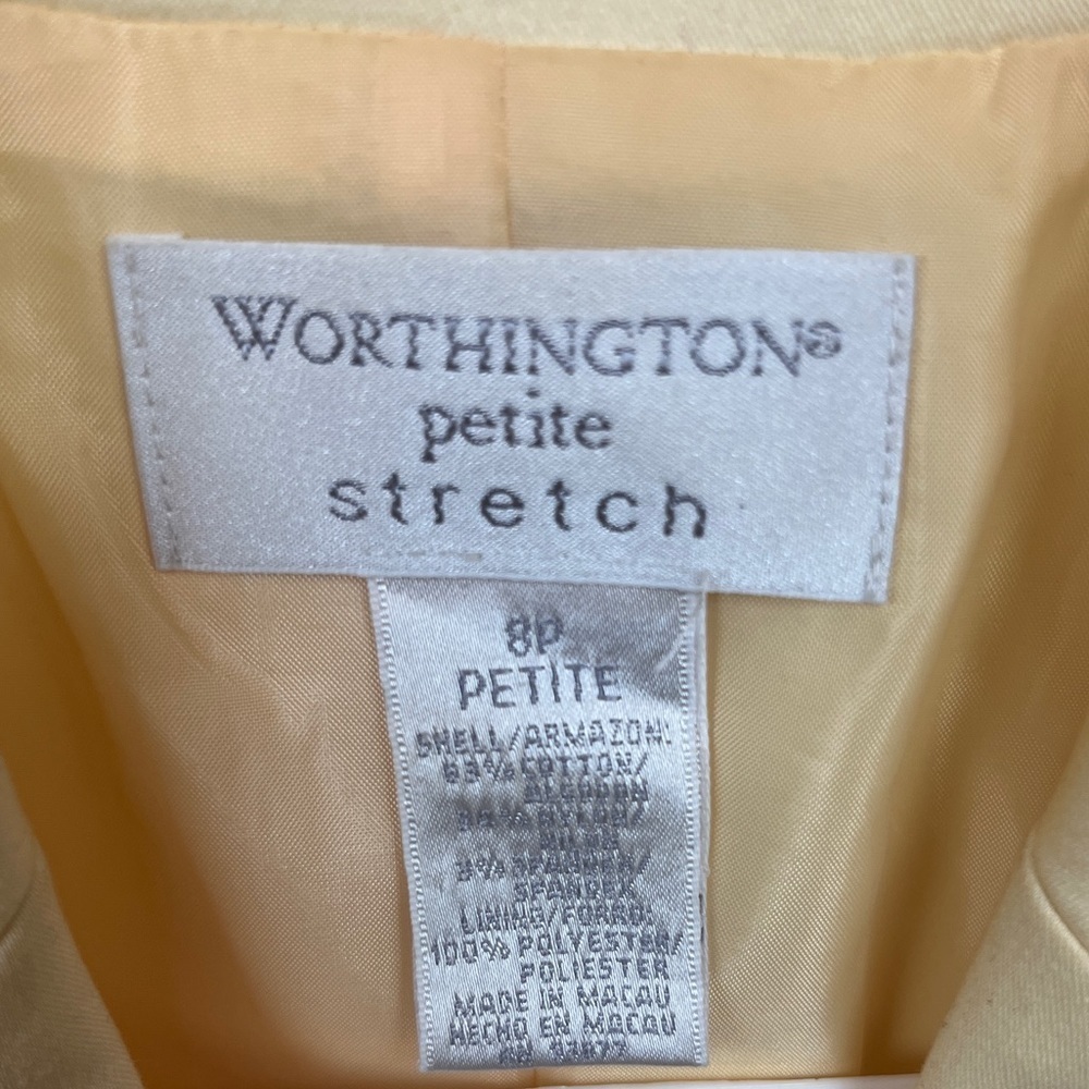 Worthington Long Sleeve Yellow Blazer Size 8P - Picture 4 of 8